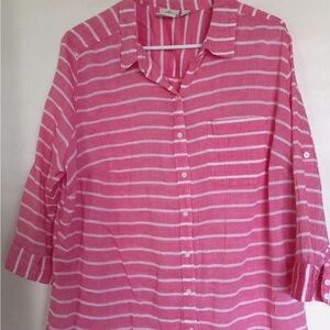 St. John's Bay Pink and White Striped Shirt